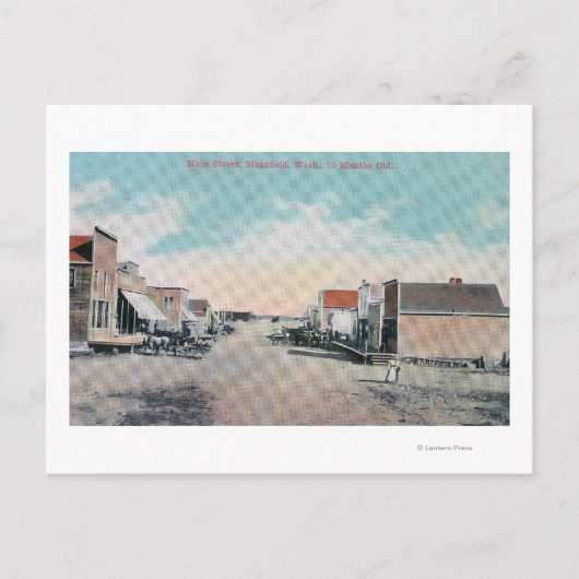 ワシントン州メインストリートマンズフィールドのビュー ポストカード (正面)