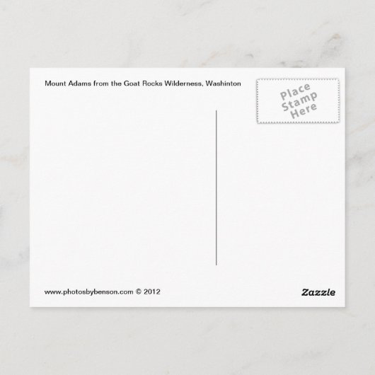 ワシントン州ヤギの岩の荒野のアダムス山 ポストカード (裏面)