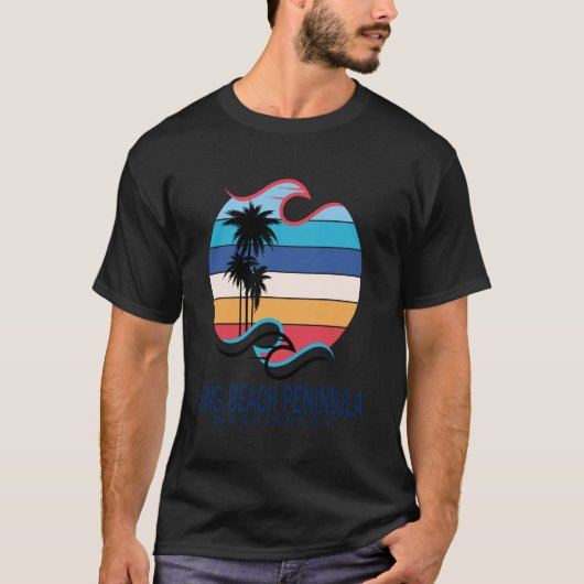 ワシントン州ロングビーチ半島ビーチサーフィンメンズ Tシャツ (正面)