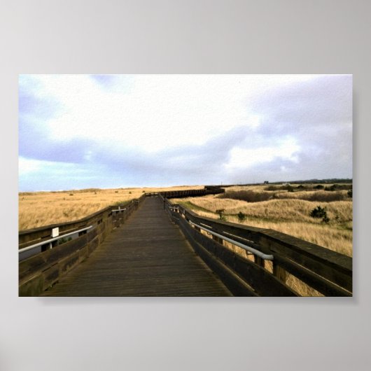 ワシントン州ロングホテルのBoardwalkビーチ ポスター (正面)