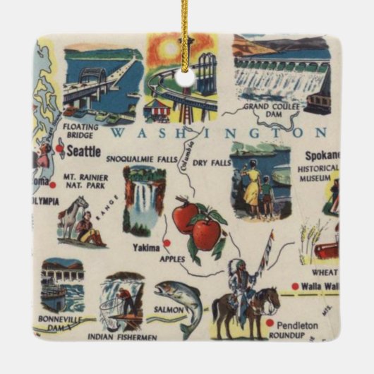 ワシントン州ヴィンテージ観光客 セラミックオーナメント (裏面)