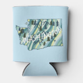 ワシントン州図解入りの、写真付きのの地図 缶クーラー (正面)