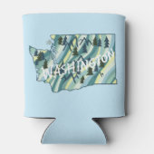 ワシントン州図解入りの、写真付きのの地図 缶クーラー (裏面)