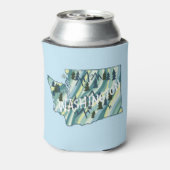 ワシントン州図解入りの、写真付きのの地図 缶クーラー (缶裏面)