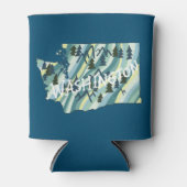 ワシントン州図解入りの、写真付きのの地図 缶クーラー (正面)