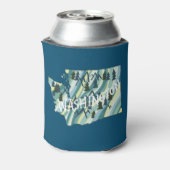 ワシントン州図解入りの、写真付きのの地図 缶クーラー (缶裏面)