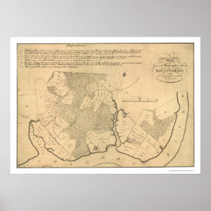 ワシントン州大将の農場Mtバーノンの地図1801年 ポスター