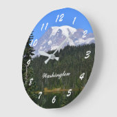 ワシントン州山レイニエ写真 ラージ壁時計 (傾斜)