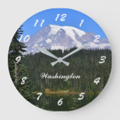 ワシントン州山レイニエ写真 ラージ壁時計 (正面)