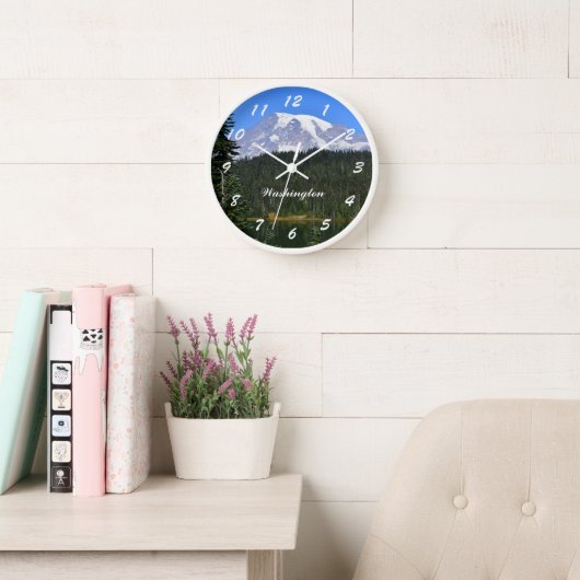 ワシントン州山レイニエ写真 壁時計 (読書スペース)