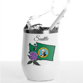 ワシントン州旗とフラワーパシフィックロードデンドロン