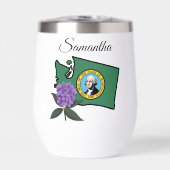 ワシントン州旗とフラワーパシフィックロードデンドロン (正面)