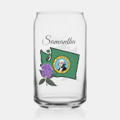 ワシントン州旗とフラワーパシフィックロードデンドロン ガラス缶 (裏面)