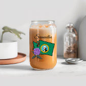 ワシントン州旗とフラワーパシフィックロードデンドロン ガラス缶