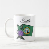 ワシントン州旗とフラワーパシフィックロードデンドロン コーヒーマグカップ (左)