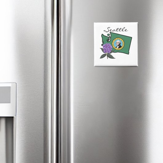 ワシントン州旗とフラワーパシフィックロードデンドロン マグネット