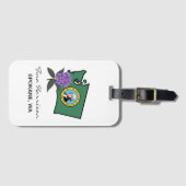 ワシントン州旗とフラワーパシフィックロードデンドロン ラゲッジタグ (正面横)