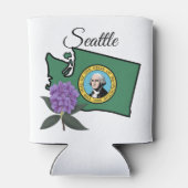 ワシントン州旗とフラワーパシフィックロードデンドロン 缶クーラー (裏面)