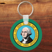 ワシントン州旗を持つキーチェーン州 キーホルダー (正面)