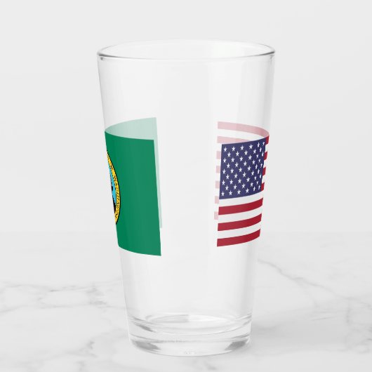 ワシントン州旗を持つ愛国的なガラスのカップ タンブラーグラス (左)