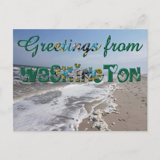 ワシントン州旗ハートUSAからの挨拶 ポストカード (正面)