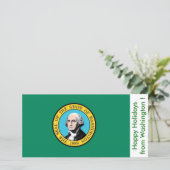 ワシントン州旗、アメリカからのハッピーホリデー シーズンカード (スタンド正面)