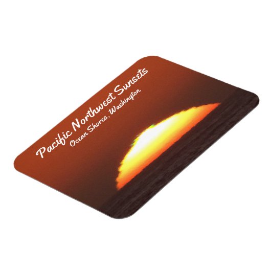 ワシントン州海ショアーズの夕暮れ時の「グリーンフラッシュ」写真 マグネット (左側)