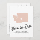 ワシントン州目的地ウェディング任意の色 案内ポストカード (正面/裏面)