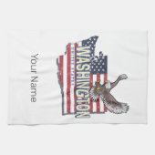 ワシントン州統一された州マップUSAお土産 キッチンタオル (横)