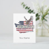 ワシントン州統一された州マップUSAお土産 シーズンポストカード (スタンド正面)