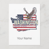ワシントン州統一された州マップUSAお土産 シーズンポストカード (正面)