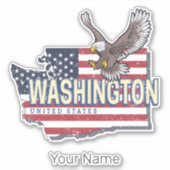 ワシントン州統一された州マップUSAお土産 シール (正面)