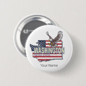 ワシントン州統一された州マップUSAお土産 缶バッジ (正面&裏面)