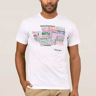 ワシントン州都市地図 Tシャツ
