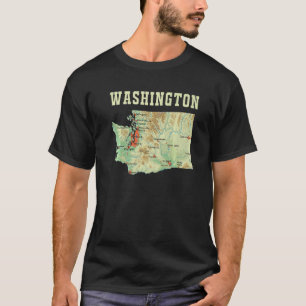 ワシントン州都市専攻のRの地形図 Tシャツ