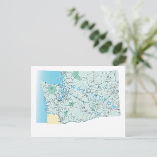 ワシントン州間地図ポストカード ポストカード (スタンド正面)