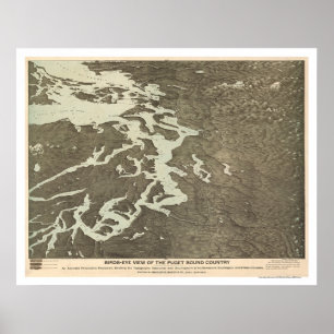 ワシントン州1891年のピュージェットサウンドの国の地図 ポスター