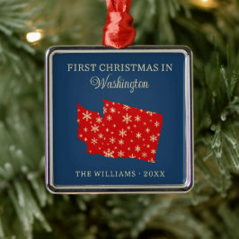 ワシントン州 アメリカ合衆国での初めてのクリスマス ファミリー メタルオーナメント
