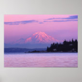 ワシントン州、サンセットでレイニア山。 ポスター (正面)
