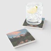 ワシントン州。レイニア山が反射 ストーンコースター (横)