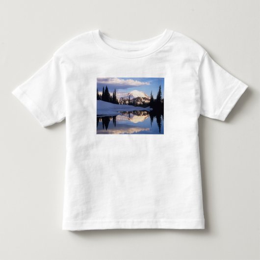 ワシントン州、レイニア山国立公園、レイニア山と雲 トドラーTシャツ (正面)