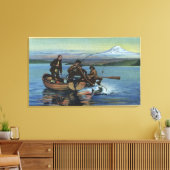 ワシントン州 – 鮭を釣る漁師の見解 キャンバスプリント (インサイチュ (リビング))