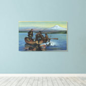 ワシントン州 – 鮭を釣る漁師の見解 キャンバスプリント (インサイチュ (ウッドフロア))