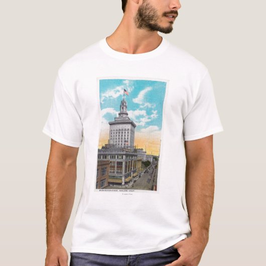ワシントン州StreetOakland、カリフォルニアの空中写真 Tシャツ (正面)