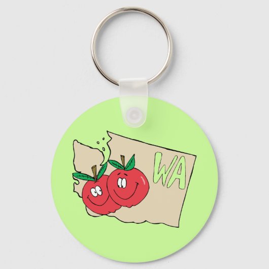 ワシントン州WAマンガマップとApple Art キーホルダー (正面)