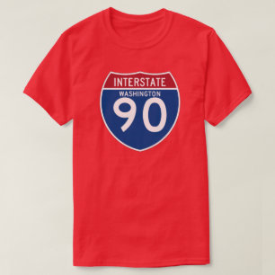ワシントン州WA I-90の州間幹線道路の盾- Tシャツ