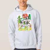 ワシントン愛らしい黒白の子犬 パーカ (正面)