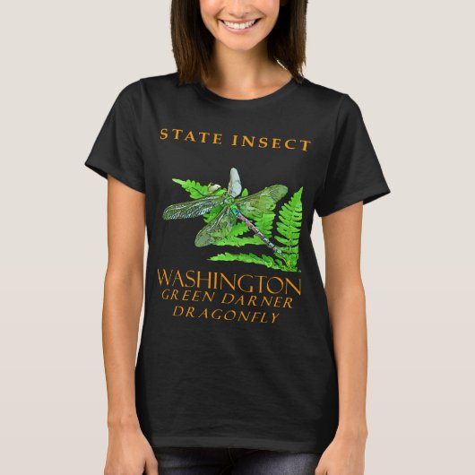 ワシントン準州の昆虫 グリーン・ダーナー・ドラゴ Tシャツ (正面)