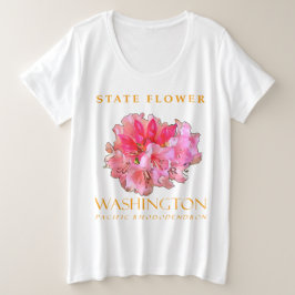 ワシントン準州の花 ザ・パシフィック・ロドデンドロン プラスサイズTシャツ