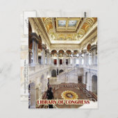 ワシントン素晴らしDC、米国議会図書館ホール ポストカード (正面/裏面)
